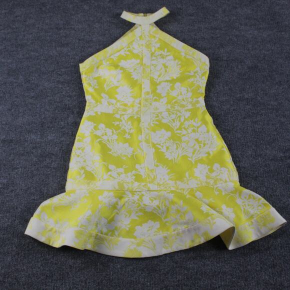 Alexis Dress Medium Alexis Solana Citrus Floral Mini Yellow Jacquard Halter Sexy - Picture 4 of 15